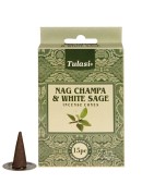 Tulasi Nag Champa & White Sage Incense Cones, Pack of 4 (15 Pcs In 1 Pack)